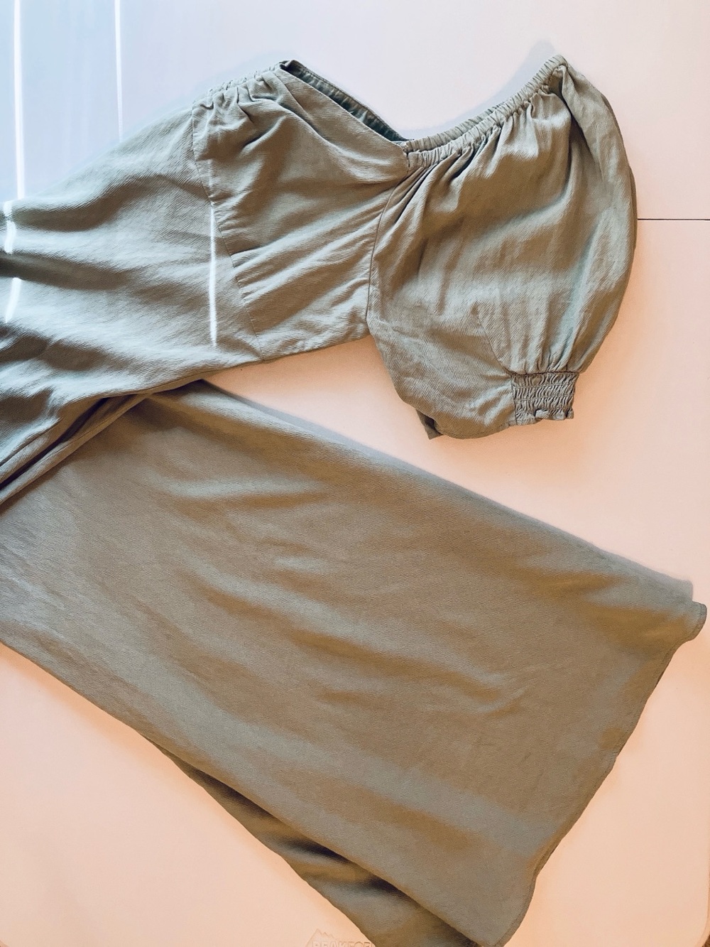 Madewell Sweetheart Neckline Puff-Sleeve Dress Earthy Green Medium Size 8 EUC - Picture 11 of 13